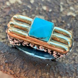 Dian Malouf 14K & Turquoise Pyramid Caviar Ring
